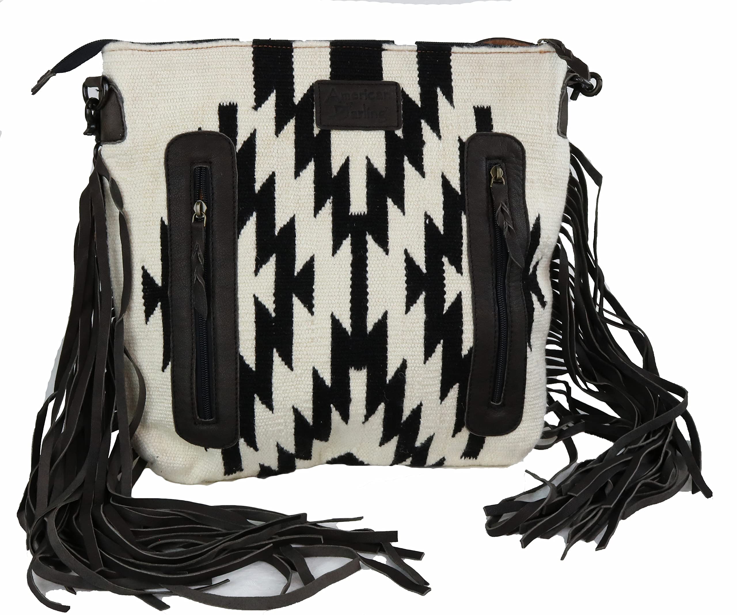 American Darling Classic Black & White Aztec Saddle Blanket Crossbody Purse - Stylish Boho Handbag for Women, Perfect for Festivals, Travel & Everyday Use