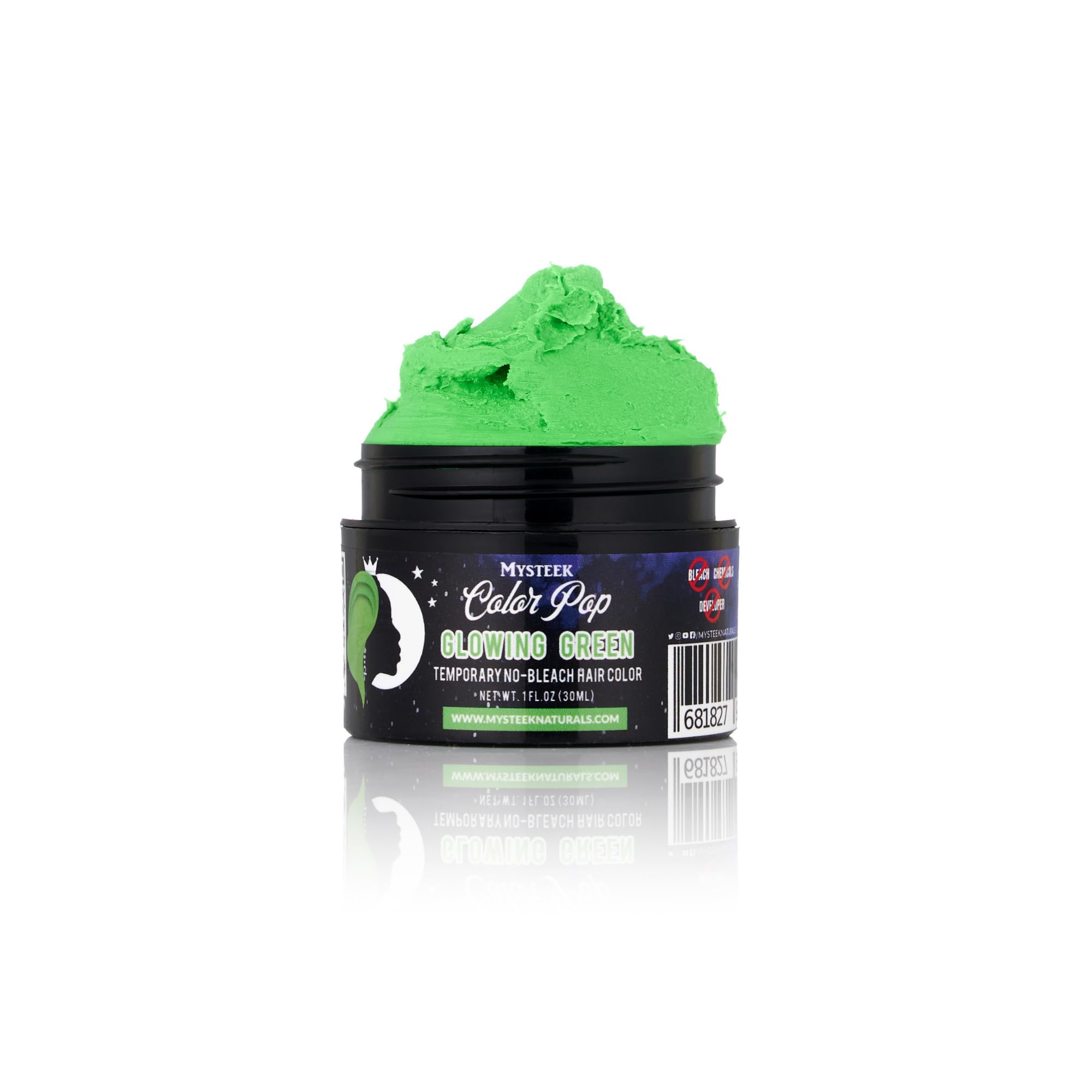 **Mysteek Temporary Hair Color - Glowing Green (1 Fl Oz) | No Bleach Needed, Washes Out Easily | Safe for Dark & Light Hair | Perfect for Parties, Halloween & Festivals**