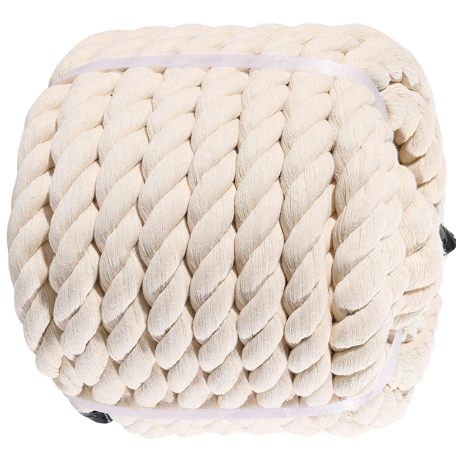 1.5 Inch Thick Natural White Cotton Rope - 50 Feet Heavy Duty Twisted Rope for DIY Crafts, Hammocks, Tug of War, Home Decor & Outdoor Hanging | Perfect for Macrame, Wall Hangings & Backyard Games