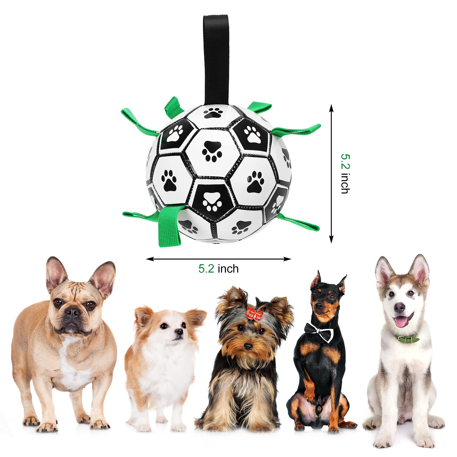 UrbanX Interactive Dog Soccer Ball Toy with Pulling Tabs - Durable Tug of War & Water Play Toy for Small, Medium & Large Dogs - Perfect for Backyard Play, Pool Fun & Training Sessions