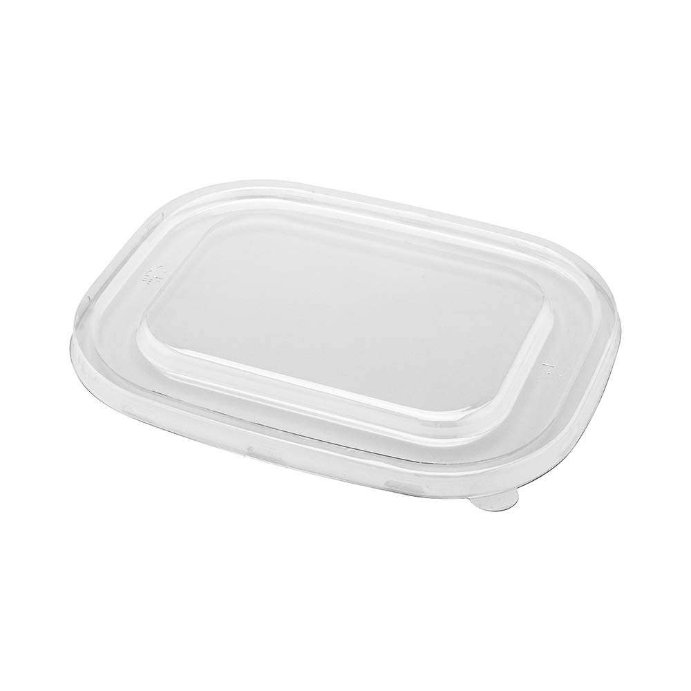 **Disposable Pulp Tek Plastic Flat Lids (100-Pack) – Clear, Built-In Tab, Fits 40 & 60 oz Bagasse Containers – Perfect for Takeout, Catering & Food Service**