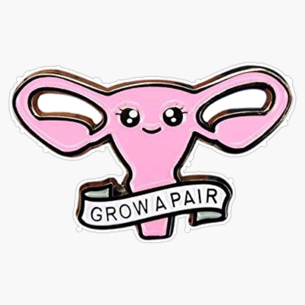 Ovary Grow A Pair Vinyl Waterproof Sticker - 5 Inch Decal for Car, Laptop, Wall, Window & Bumper - Funny Feminist Decoration for Home, Office & Personal Items