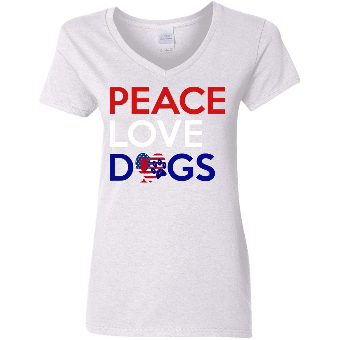 Peace Love Dogs Women's 5.3 oz V-Neck T-Shirt | Soft Cotton Casual Tee for Dog Lovers | Perfect for Casual Wear, Dog Walks & Pet Lover Gifts