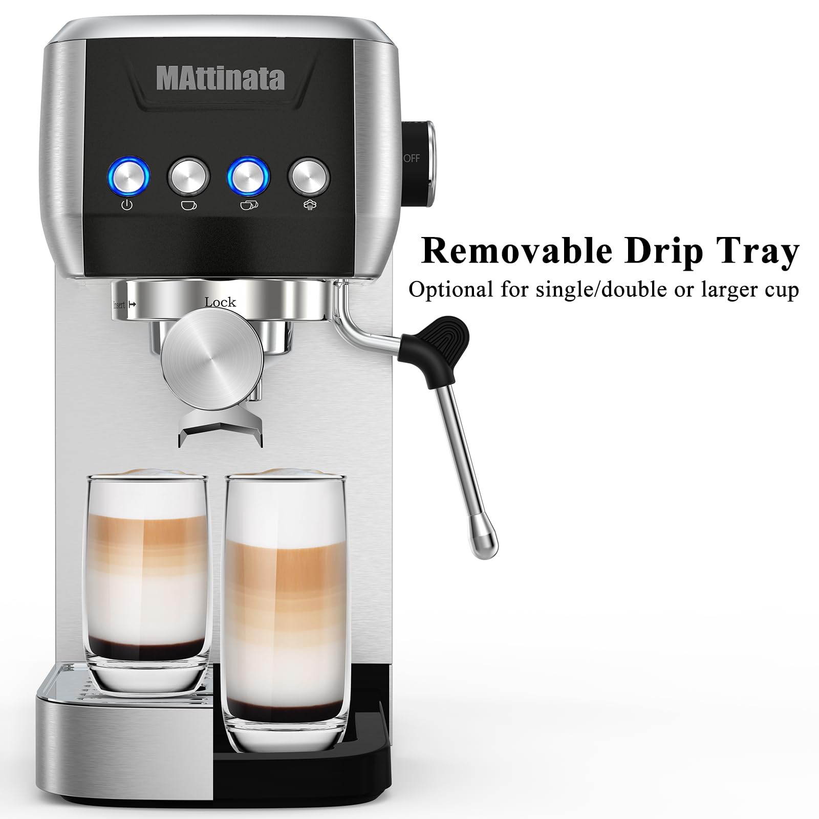 20Bar Compact Espresso Machine with Steam Milk Frother - Stainless Steel Coffee Maker for Cappuccino & Latte - Perfect for Home and Office Use - Mattino Ultra Espresso Maker for Coffee Lovers
