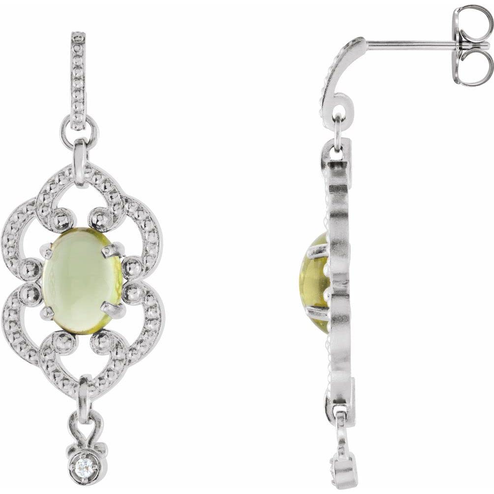 Sterling Silver Peridot and Diamond Earrings 0.03 CTW - Dainty Stud Earrings for Women, Gift for Her, Perfect for Everyday Wear & Special Occasions