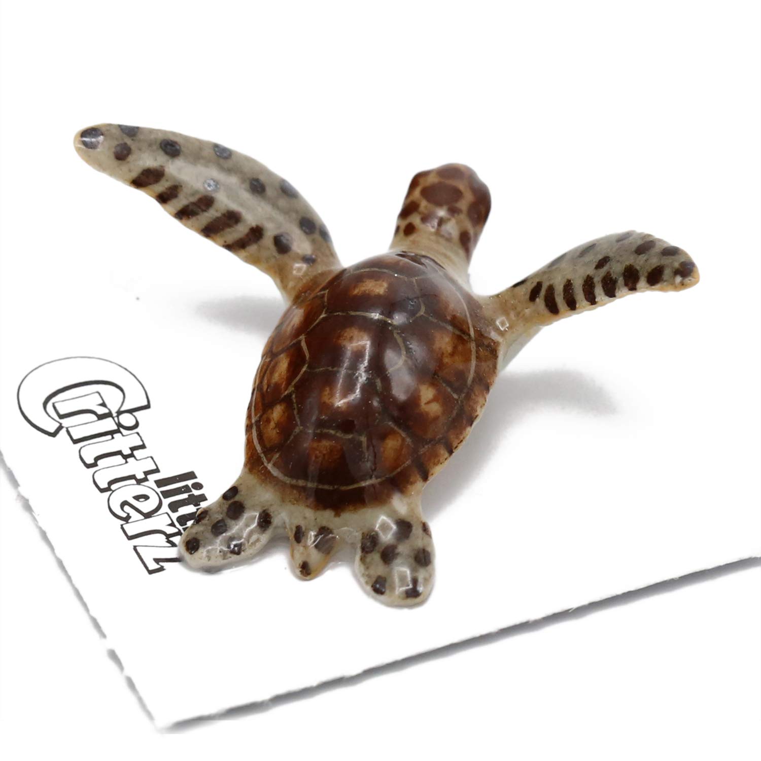 Green Sea Turtle Miniature Porcelain Figurine - Handcrafted Home Decor Collectible - Perfect for Beach House Decor, Ocean Theme Room, or Gift for Turtle Lovers