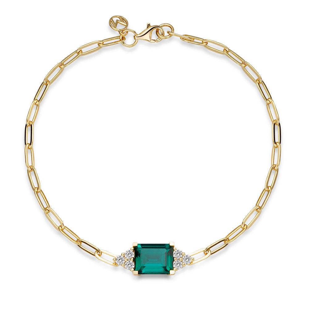 4 CT. Emerald Cut Emerald Paperclip Bracelet - Elegant Green Gemstone Jewelry for Women, Perfect for Weddings, Parties & Everyday Wear