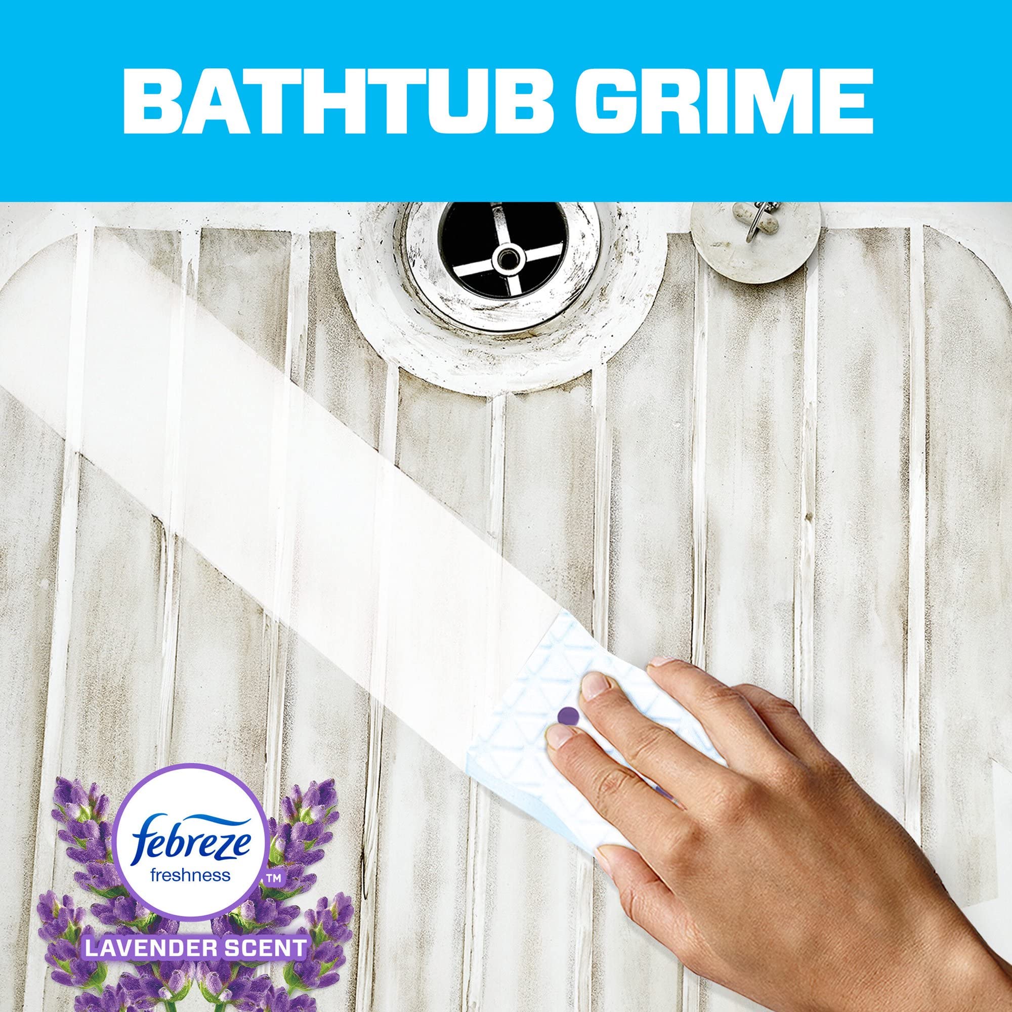 Mr. Clean Magic Eraser Bath with Febreze Lavender Scent - Extra Durable Cleaning Pads for Bathroom, Kitchen & Tile (2 Count) - Remove Tough Stains & Soap Scum Effortlessly