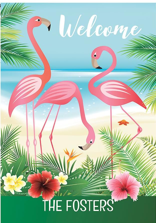 Personalized Outdoor Flamingo Single-Sided Garden Flag - 12