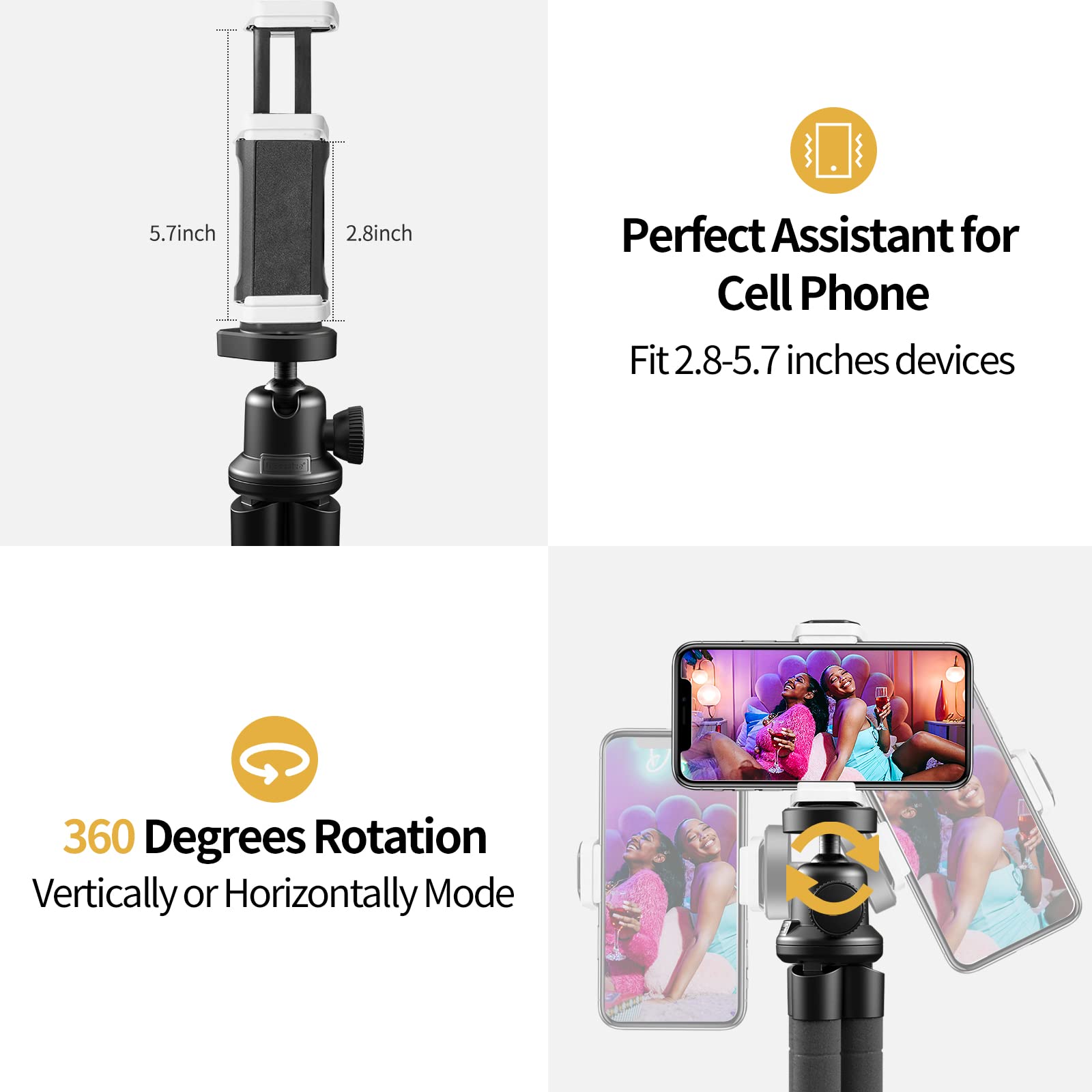 Flexible Phone Tripod Stand with Wireless Remote & Universal Phone Holder - Portable Mini Travel Tripod for iPhone, Android, Cameras - Perfect for Vlogging, Selfies, Live Streaming & Outdoor Photography