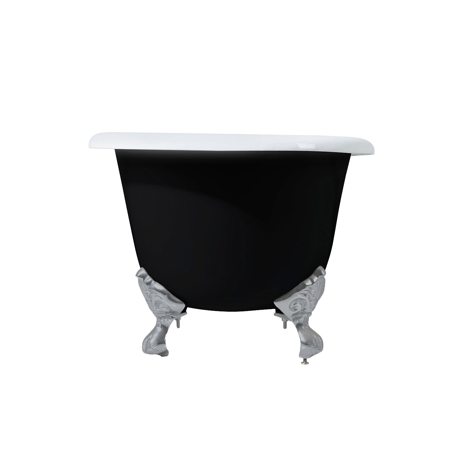 66 Inch Cast Iron Clawfoot Bathtub - Aqua Eden VBT7D663013NB8 Oval Double Ended Freestanding Tub with 7 Inch Faucet Holes (Black/White/Brushed Nickel) | Vintage Bathroom Centerpiece for Spa-Like Relaxation