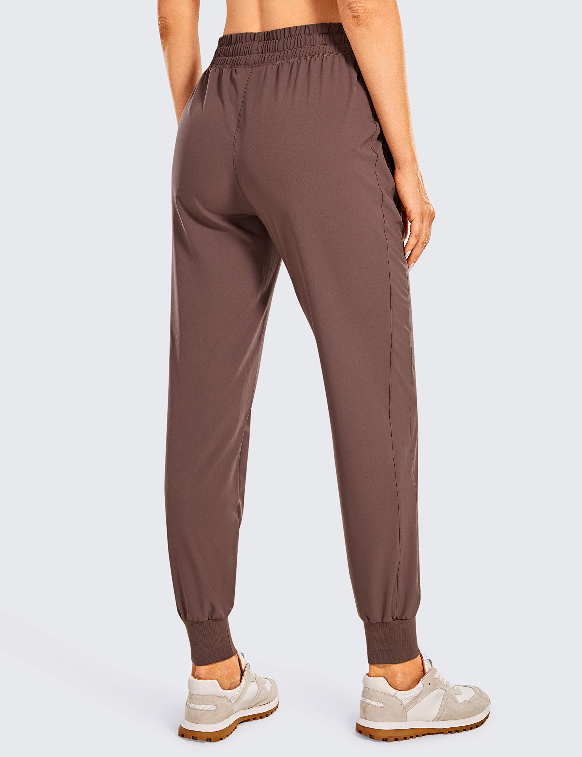 CRZ YOGA Women's Lightweight Jogger Pants with Elastic Waist & Zipper Pockets - Lounge, Workout, Running - Purple Taupe, X-Large - Perfect for Yoga, Gym, Travel & Casual Wear