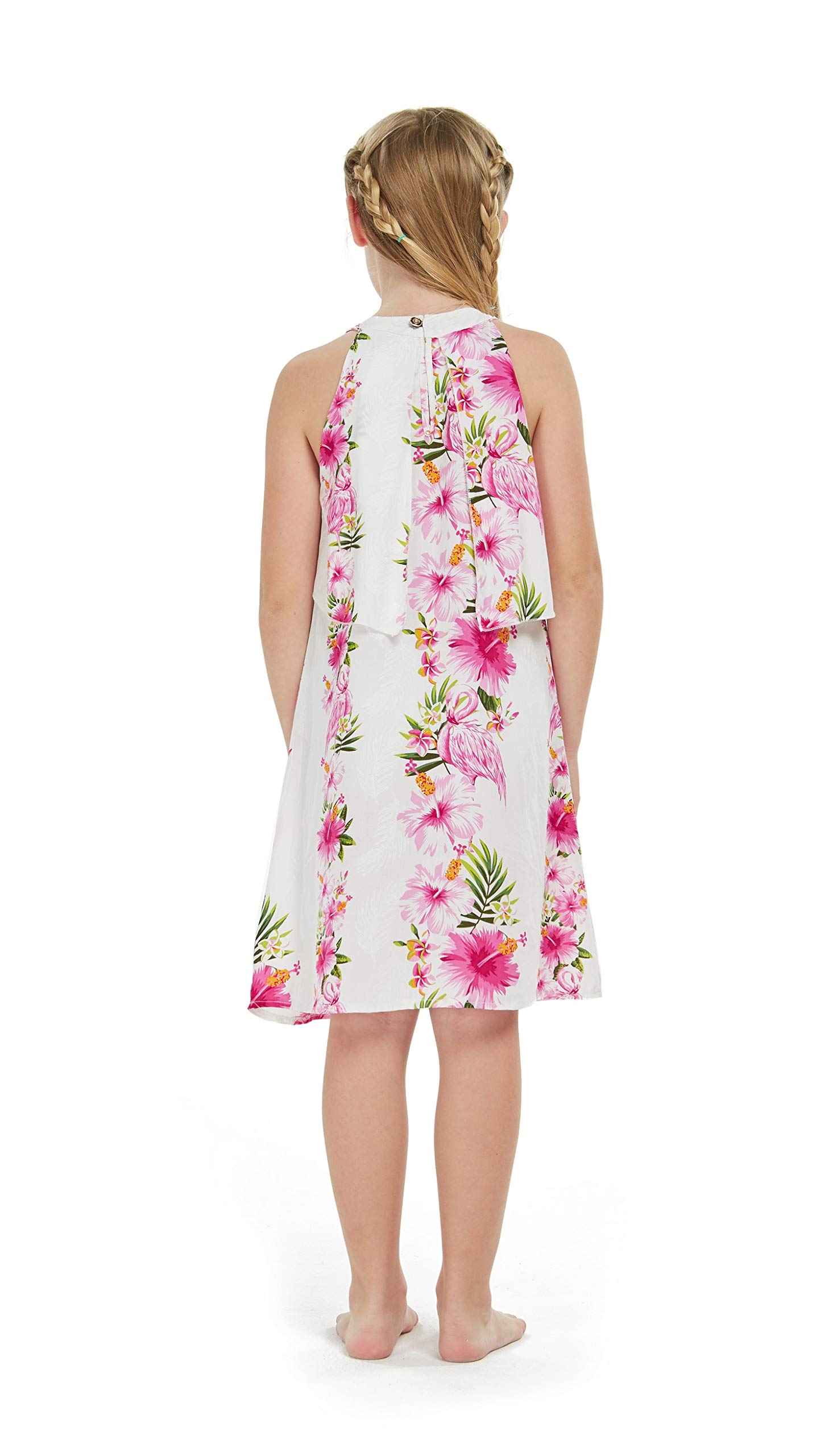 Hawaiian Luau Mother Daughter Matching Dresses - 3/4 Sleeve Mermaid Ruffle Maxi Dress in Pink & Black Hibiscus Print | Perfect for Beach Vacations, Family Photos & Tropical Parties