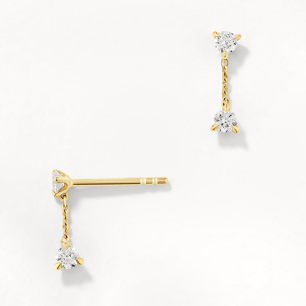 10k Gold Lab Grown Diamond Stud Earrings - Elegant Drop Design for Women, Perfect for Weddings, Parties & Everyday Wear