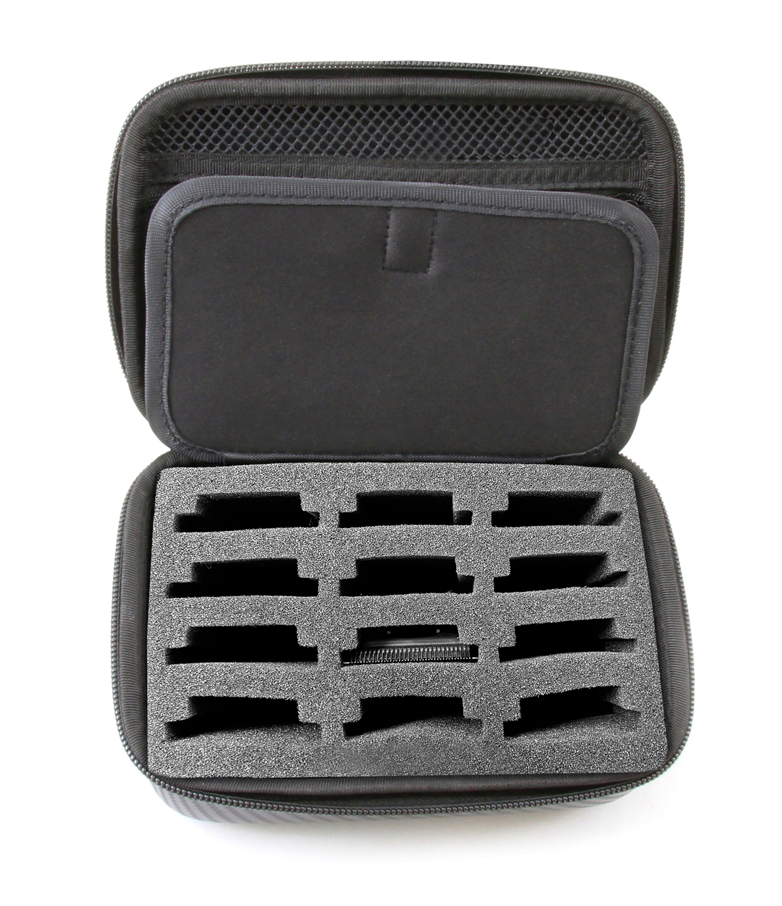 CASEMATIX Hair Clipper Guard & Blade Holder Case - Fits 12 Metal Guards for Andis, Oster, Wahl, Babyliss Detachable Clippers - Professional Organizer for Barbers & Stylists - Perfect for Salon, Home & Travel Use