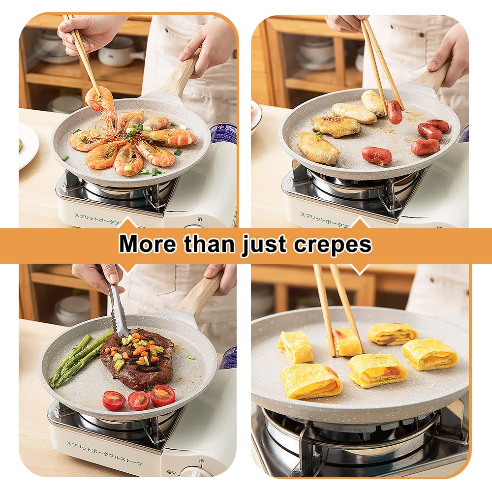 8 Inch Nonstick Crepe Pan - Perfect for Crepes, Omelettes, Tortillas, Pancakes, Dosa & Roti - Black | Ideal for Breakfast, Brunch & Indian Cooking