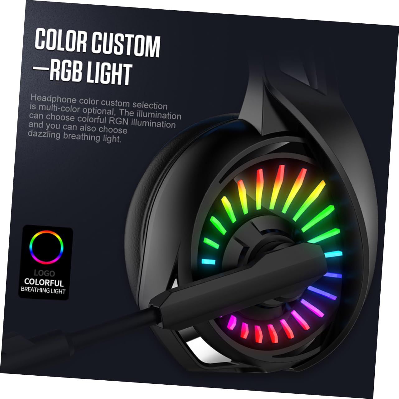 ETHZZLE Wired Gaming Headset with 7.1 Surround Sound, Noise Cancelling Mic, 50mm Drivers & RGB Lighting - Comfortable Over-Ear Headphones for PC, PS4, Xbox Gaming & Online Meetings