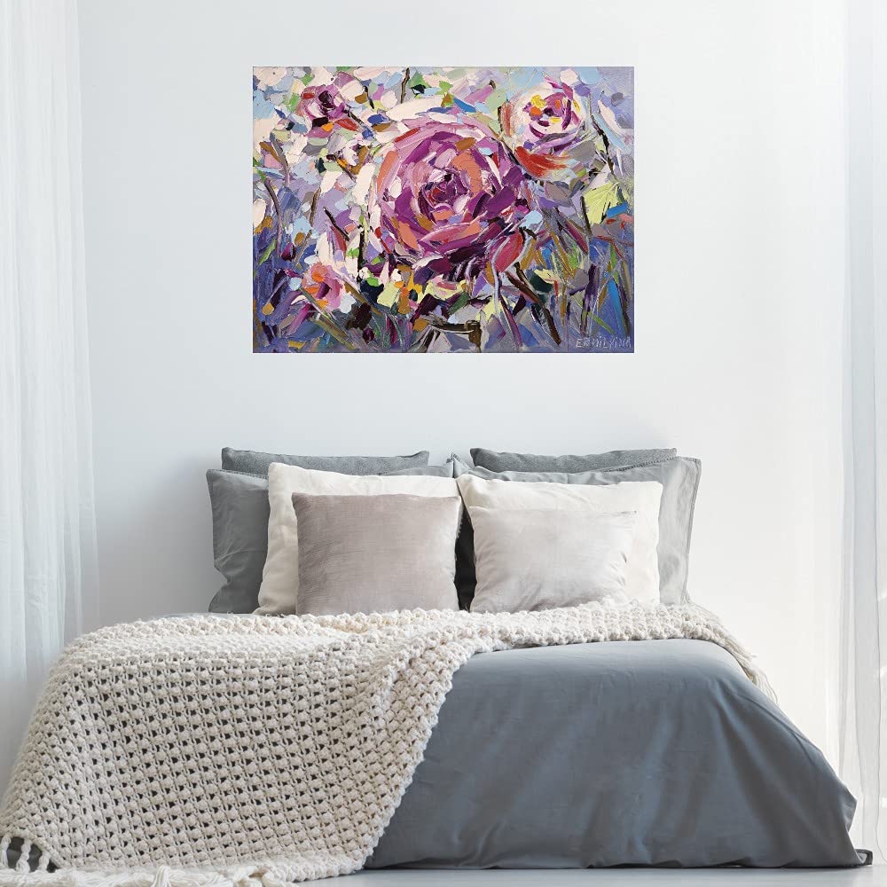 The Scent of Roses Fine Art Canvas Wall Decor by Ekaterina Ermilkina - 32x24 Inches - Ready to Hang - Floral Painting for Living Room, Bedroom, Office & More - Perfect for Home Decor & Gifts