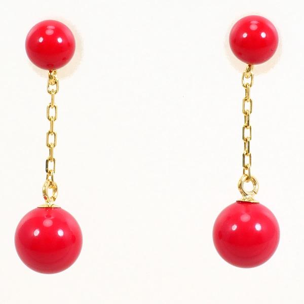 18K Yellow Gold Coral Earrings for Women - Elegant Handmade Dangle Earrings for Wedding, Party & Special Occasions