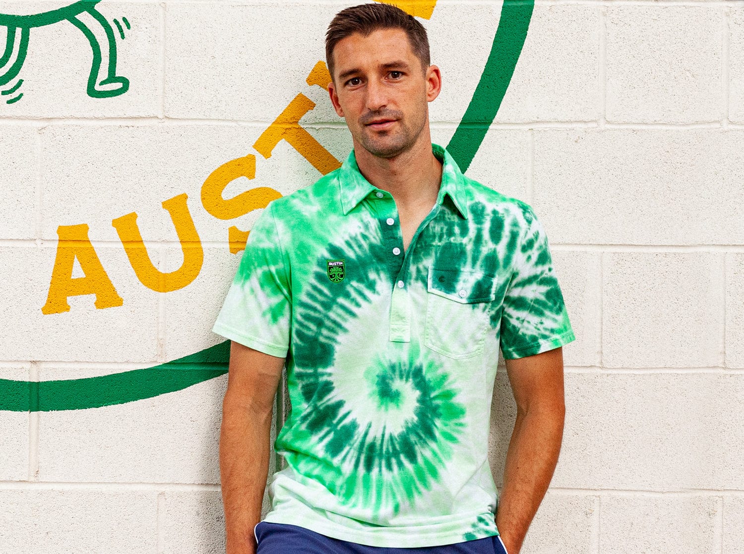 Austin FC Classic Players Shirt with Badge - Verde Tie Dye Soccer Jersey for Men | Perfect for Match Day, Fan Events & Casual Wear