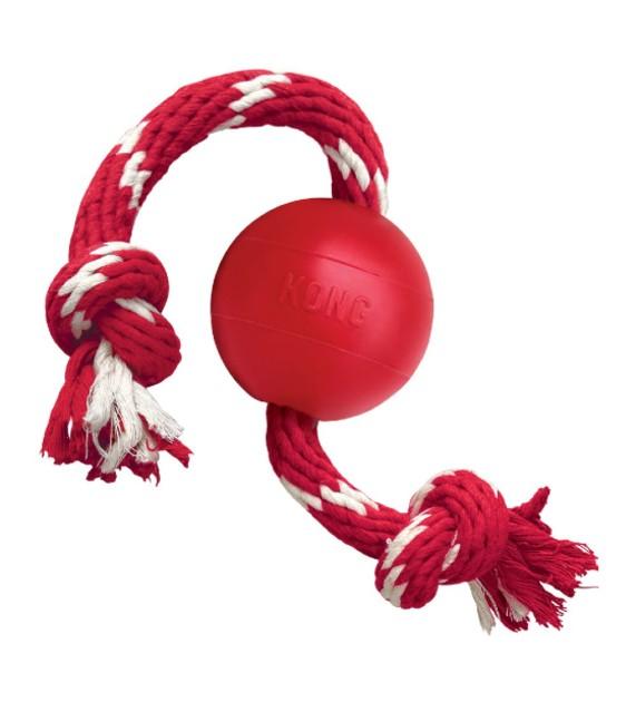 Kong Classic Ball with Rope - Durable Chew Toy for Dogs - Perfect for Fetch, Tug-of-War & Teeth Cleaning