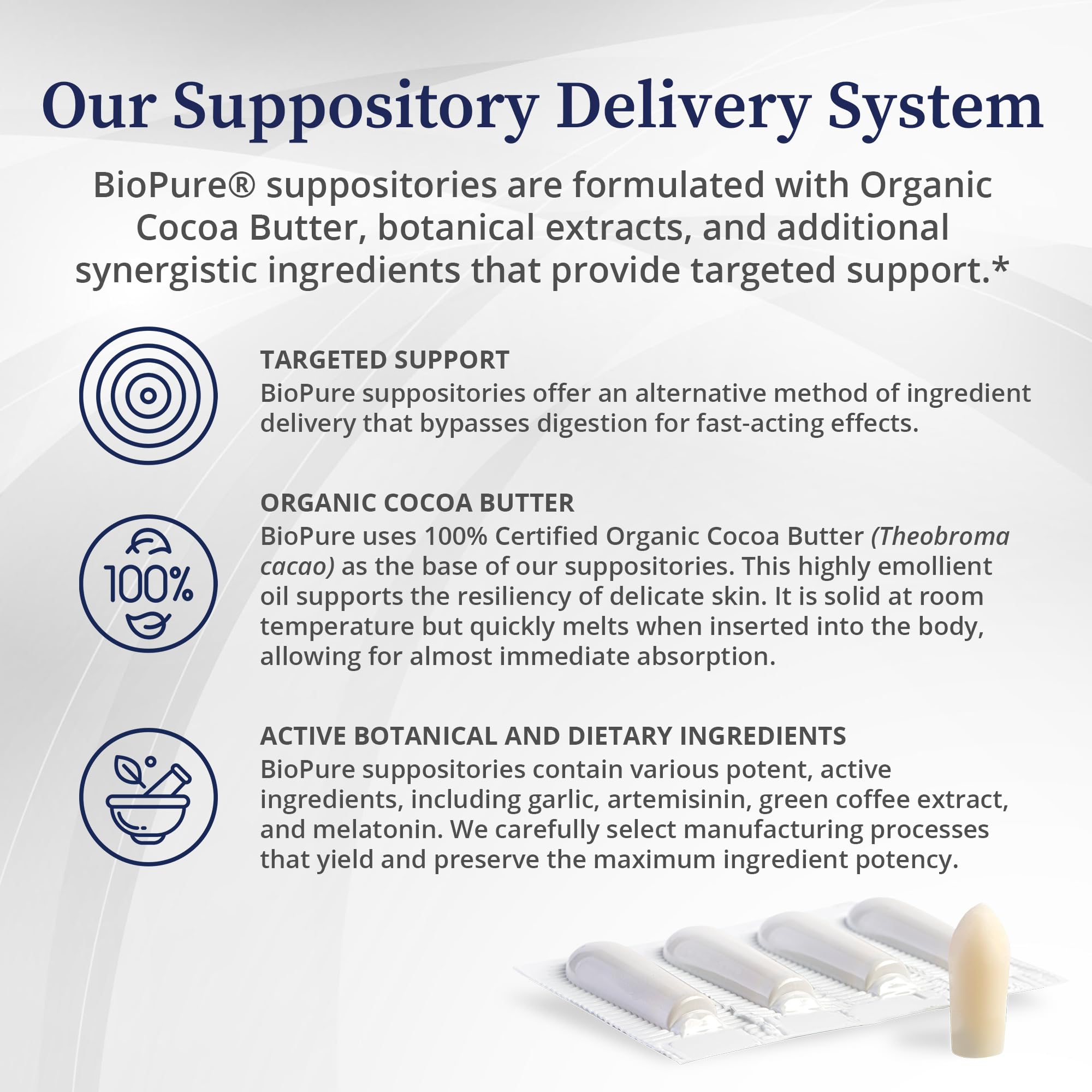 BioPure Artemisinin & Organic Garlic Powder Suppositories – Rich in Organosulfur Compounds for Broad-Spectrum Microbiome Balance – 30 Count – Supports Gut Health & Immune System – Ideal for Digestive Wellness & Detox