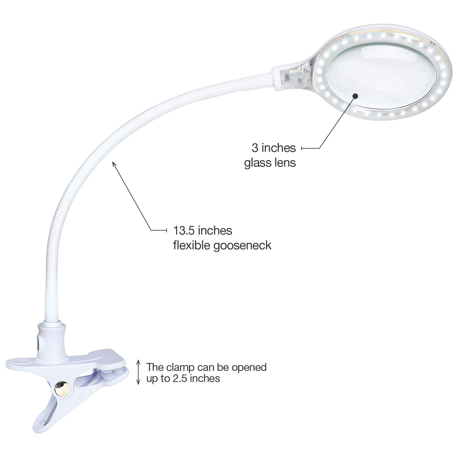 Brightech LightView Flex Magnifying Desk Lamp - 1.75X Magnifier with LED Light, Adjustable Gooseneck for Crafts, Reading, Sewing & Close Work - Perfect for Hobbyists, Artists & Seniors