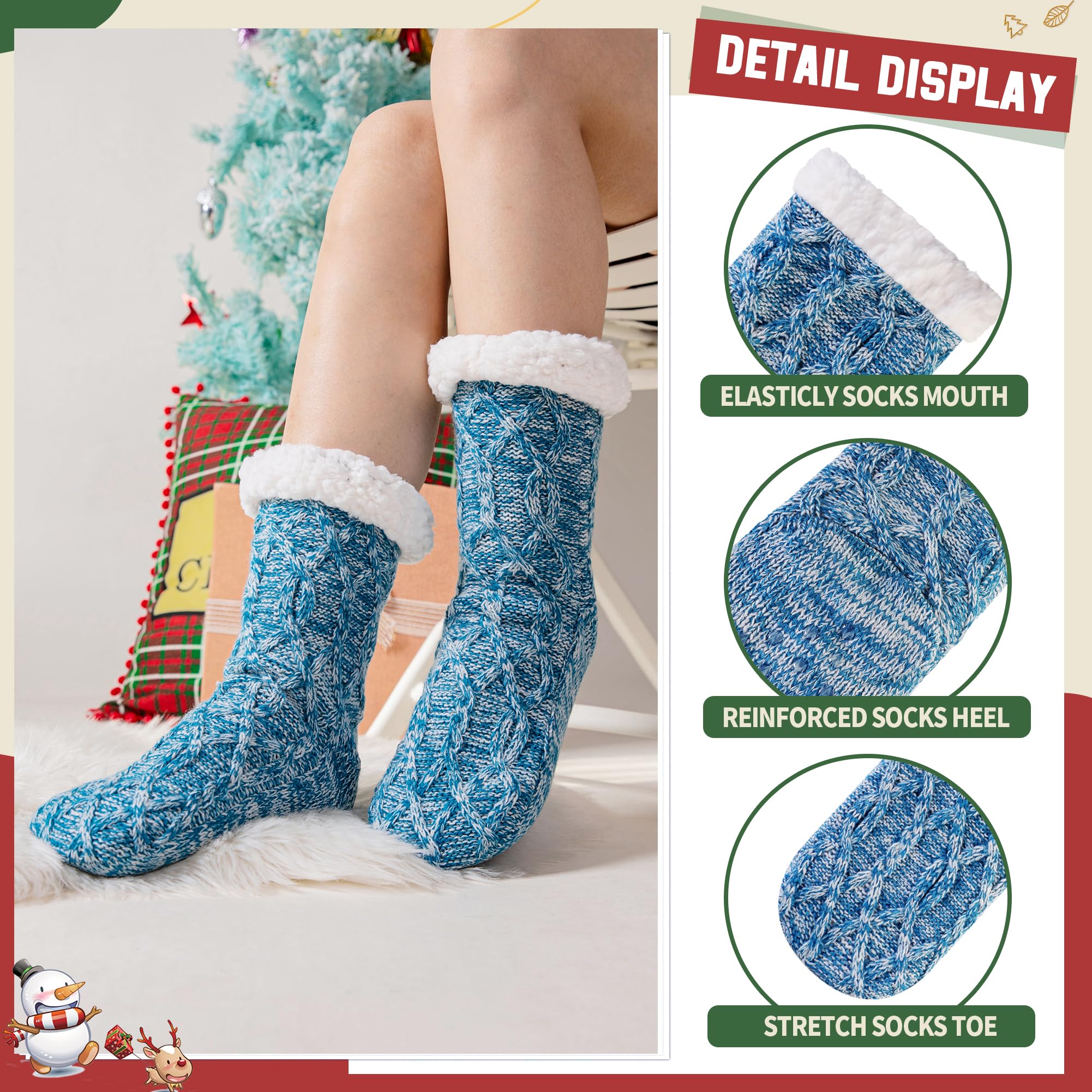 DoSmart Women's Fuzzy Slipper Socks - Winter Thermal Fleece-Lined with Snowflake Design - Ultra Soft & Warm Indoor Home Socks for Christmas Gifts, Cozy Lounge Wear & Housewarming Presents
