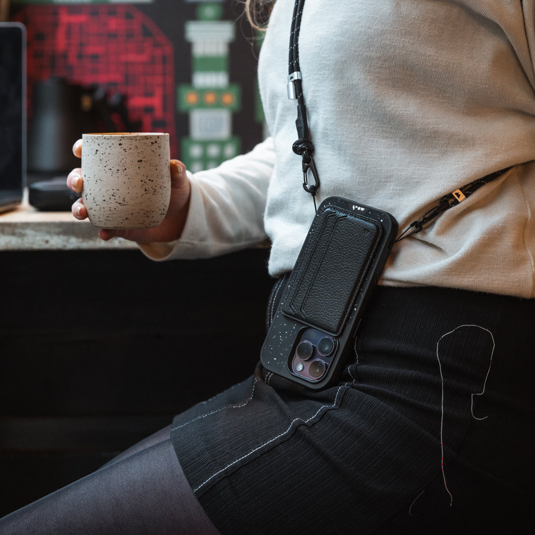 Black Phone Sling - Adjustable Crossbody Phone Holder for iPhone & Android - Perfect for Running, Travel & Hands-Free Convenience