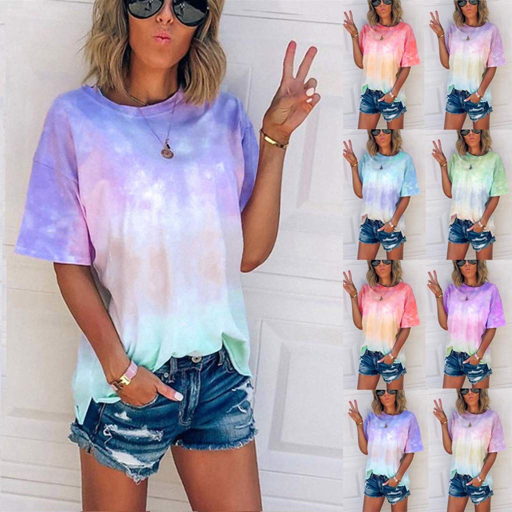 Trendy Tie-Dye Women's T-Shirts - Casual Short Sleeve Loose Blouses for Everyday Wear | Perfect for Summer Outfits, Beach Vacations & Weekend Hangouts