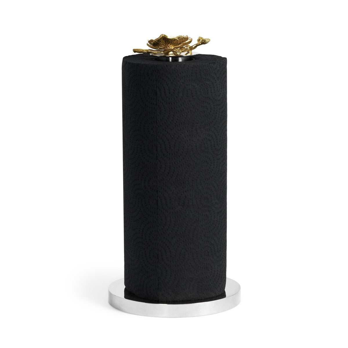 Stainless Steel Orchid Paper Towel Holder - Elegant Kitchen Countertop Organizer for Bathroom & Office - Perfect for Home Decor and Gift Giving