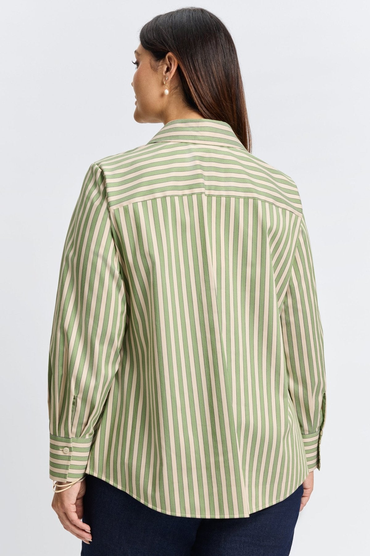 Mary Plus No Iron Stretch Stripe Long Sleeve Shirt for Women - Wrinkle-Free Comfort Fit Business Casual Blouse - Perfect for Office, Travel & Everyday Wear