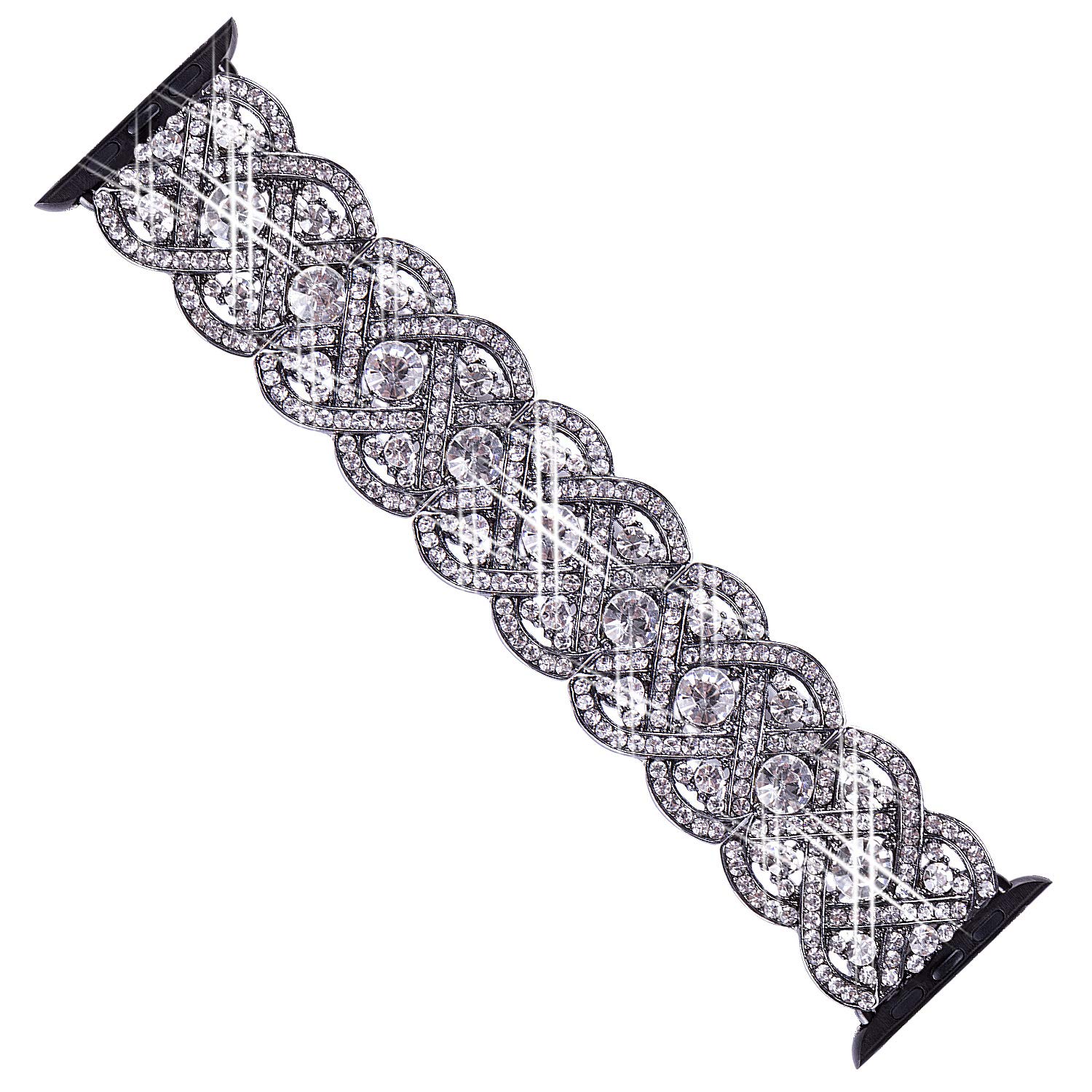 VIQIV Bling Bands - Diamond Rhinestone Stainless Steel Metal Bracelet Strap for Apple Watch 40mm 44mm (Compatible with Series 6/5/4) - Elegant Women's Wristband for Parties, Weddings & Everyday Wear
