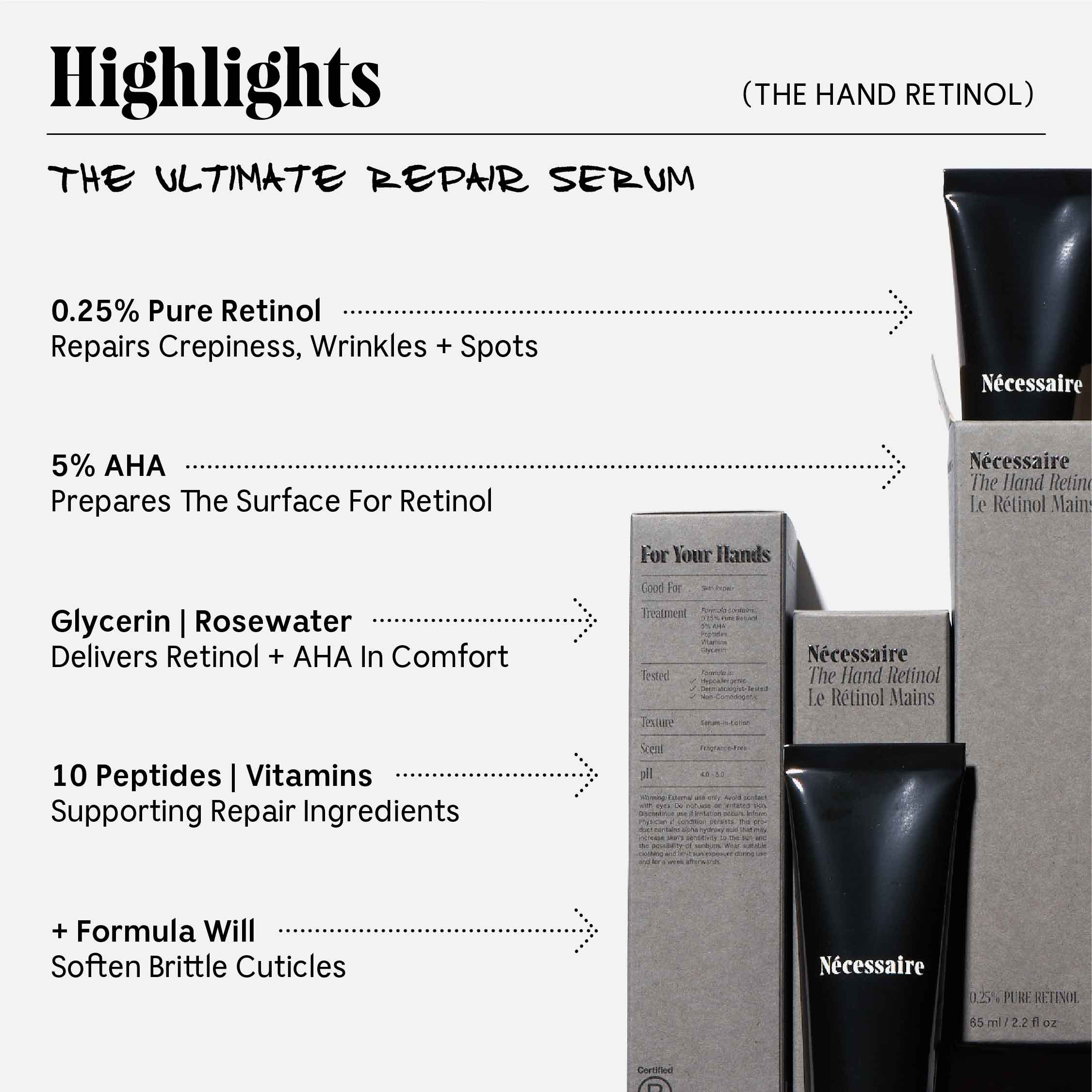 Best Hand Retinol Cream for Anti-Aging & Wrinkle Reduction - Moisturizing Treatment for Dry Skin - Day & Night Use for Soft, Youthful Hands