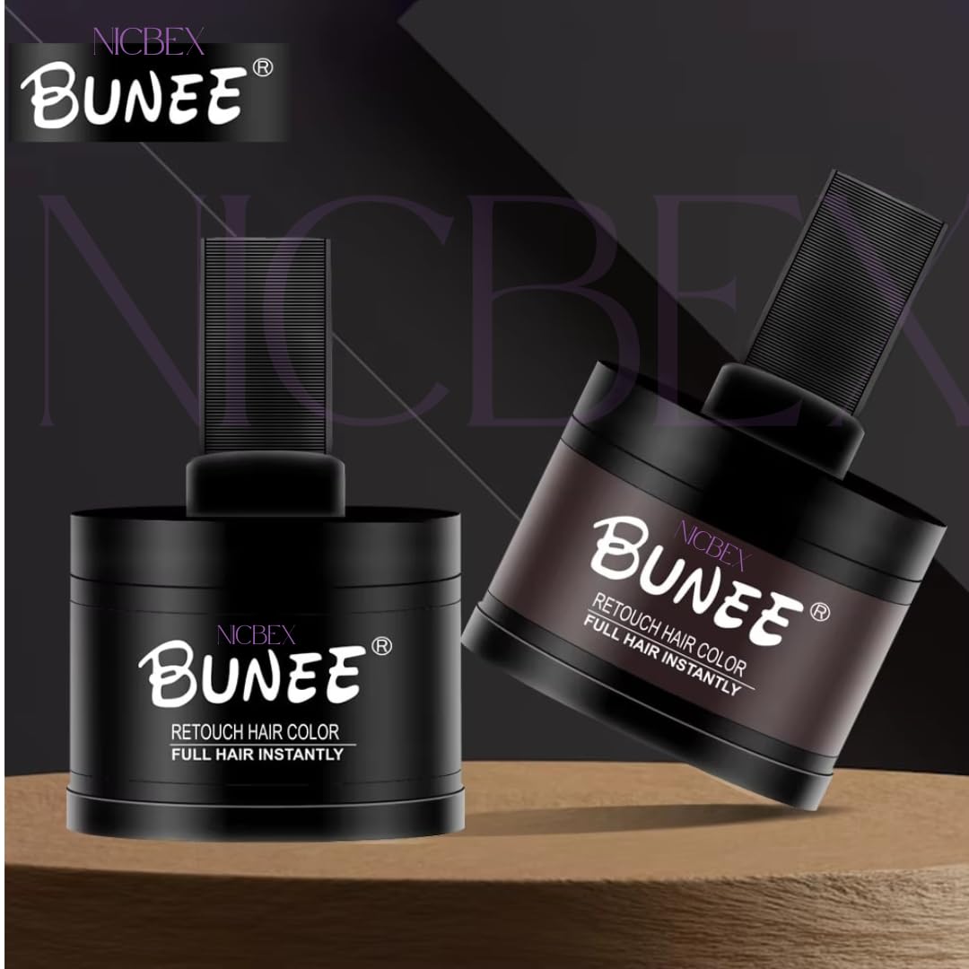 NicBex Natural Hairline Powder & Eyebrow Stamp – Quick Root Touch-Up for Hair & Eyebrows | Hair Shading Sponge Pen & Shadow Powder Stick | Black Root Cover-Up for Thinning Hair & Bald Spots | Perfect for Daily Use, Travel & On-the-Go Touch-Ups (1 Pack)