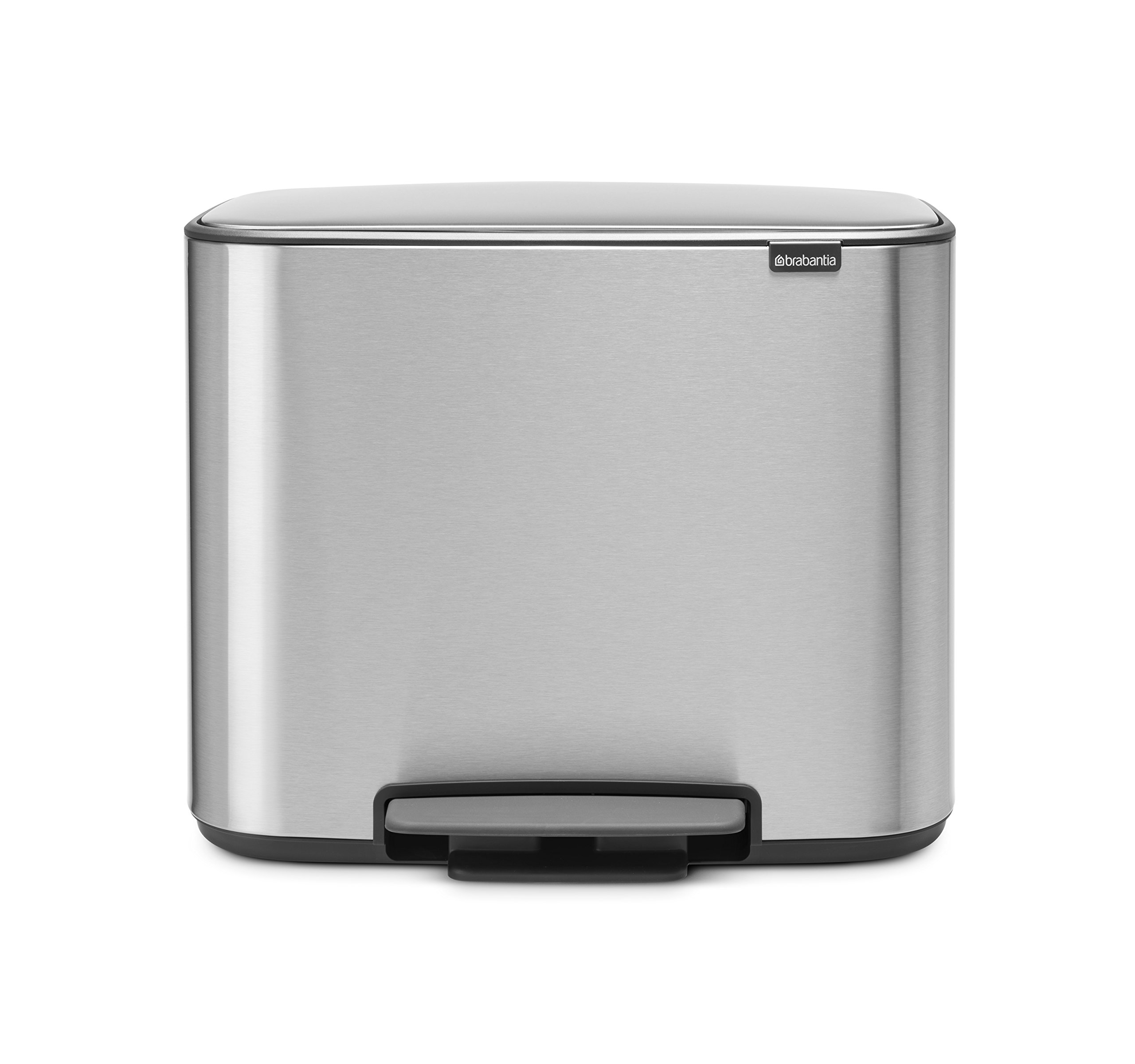Brabantia Bo Step-On Pedal Trash Can - 9.5 Gallon Stainless Steel Waste Bin with Removable Inner Bucket & Free Bags, Perfect for Kitchen, Office & Recycling Station