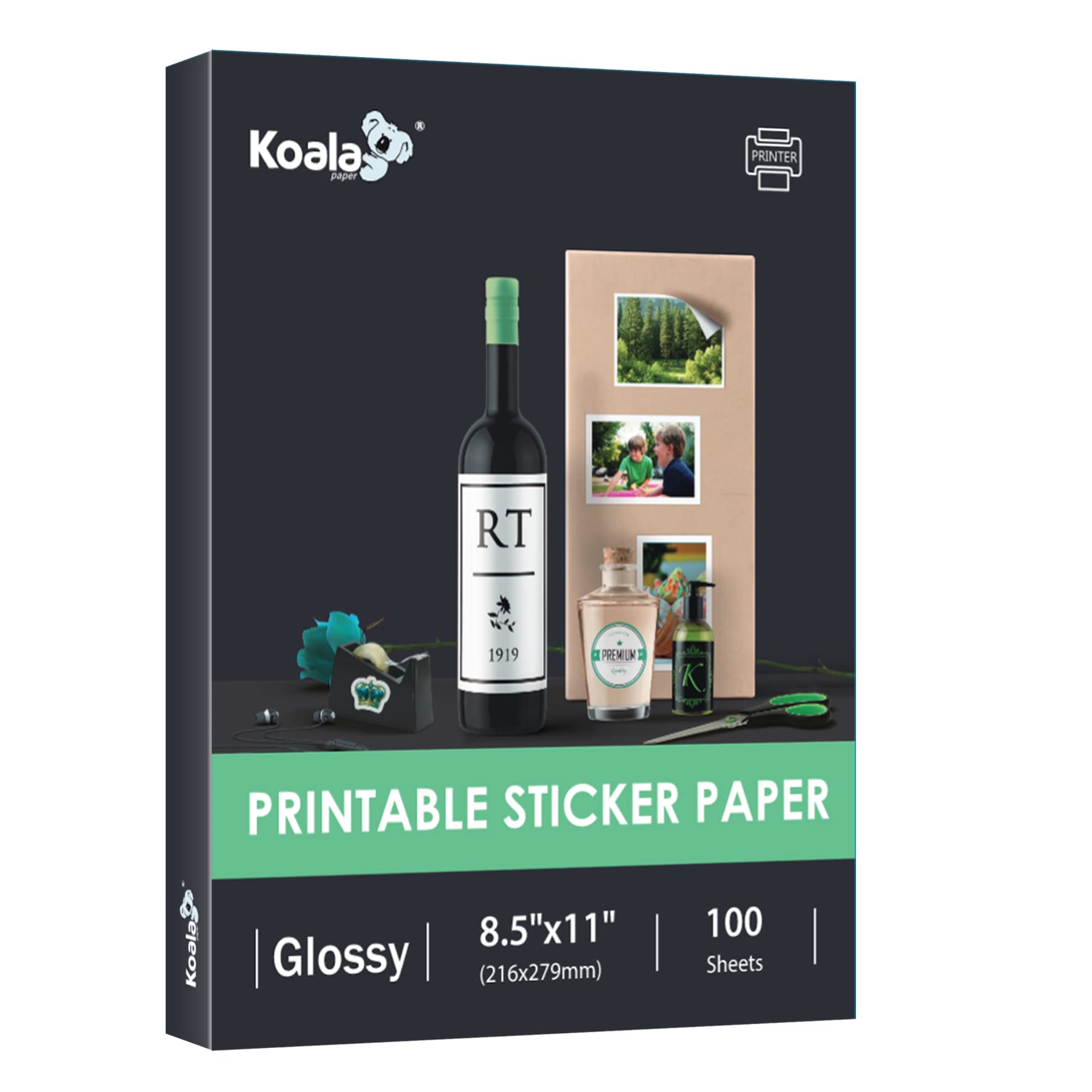 Premium Koala Inkjet Glossy Photo Paper & Self-Adhesive Sticker Paper Bundle - High-Quality Printing for Photos, Labels & DIY Crafts - Perfect for Scrapbooking, Home Decor & Office Use