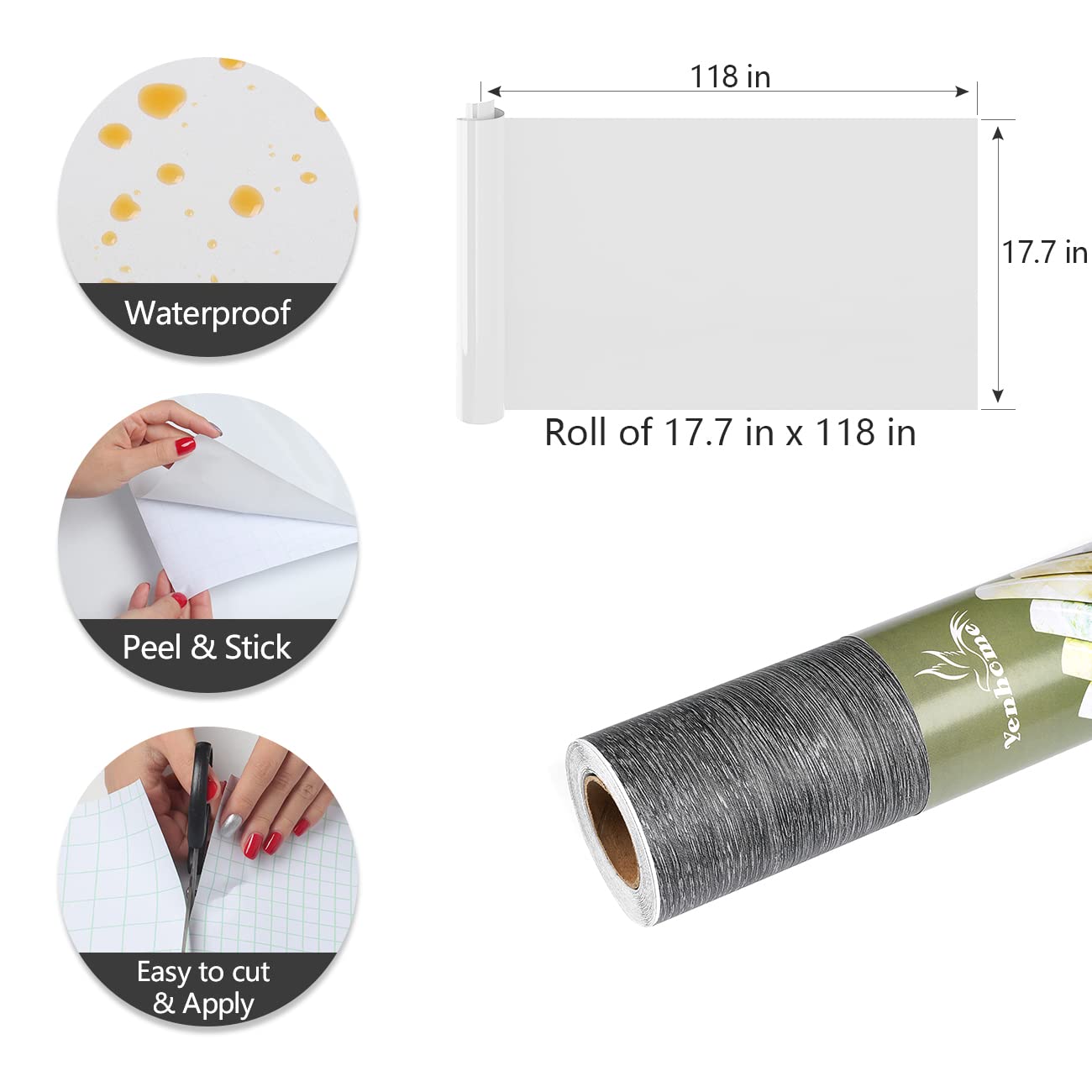 YENHOME Peel and Stick Wood Grain Contact Paper - Waterproof Self-Adhesive Vinyl Wrap for Countertops, Cabinets, Furniture (17.7