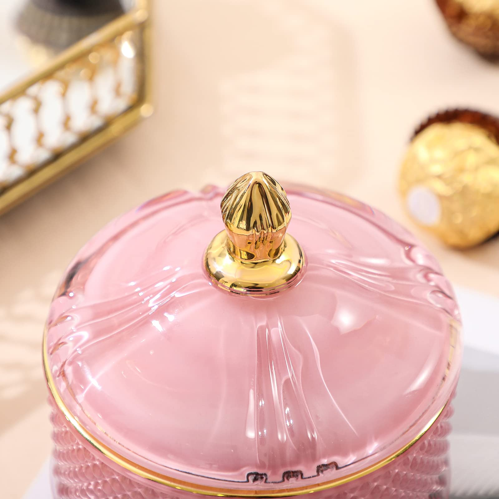 Crystal Glass Jewelry Jar with Diamond Facets - Airtight Lid for Candy, Sugar, Spice Storage - Elegant Kitchen & Bathroom Organizer - Perfect for Home Decor, Party Favors, and Gift Packaging