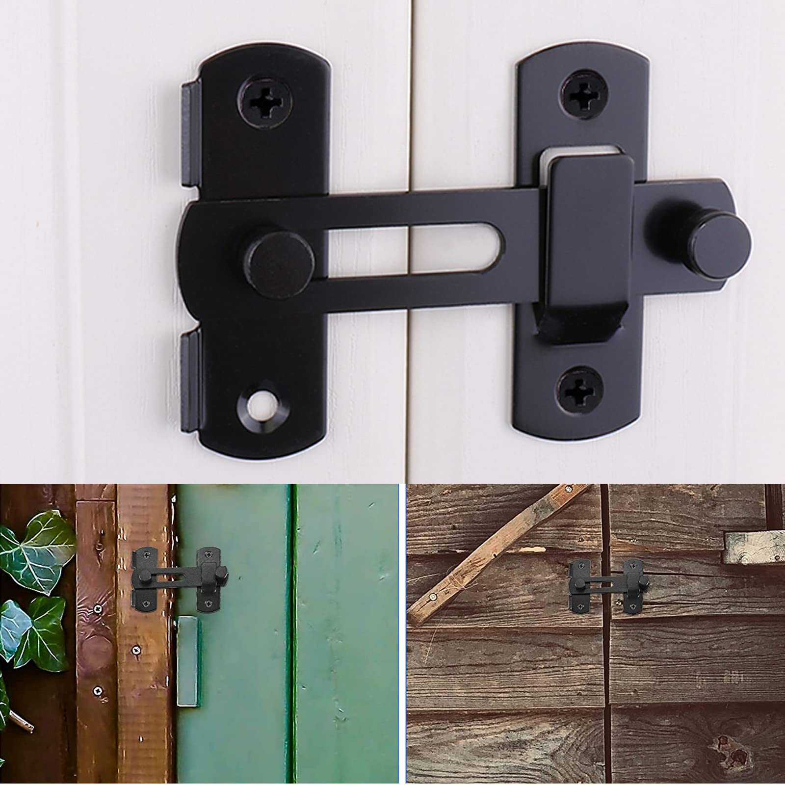 **Heavy Duty Double French Door Refrigerator Lock - 2 Pack Black Sliding Barn Door Latch for Wine Coolers, Bathrooms & Garages - Secure Outdoor Spaces, Home, Office & Commercial Use - Ideal for Kitchen, Pantry & Storage Security | Perfect for Modern Homes, Restaurants & Retail Stores | Great for Securing Fridges, Cabinets & Storage Units in Homes, Businesses & Commercial Spaces**