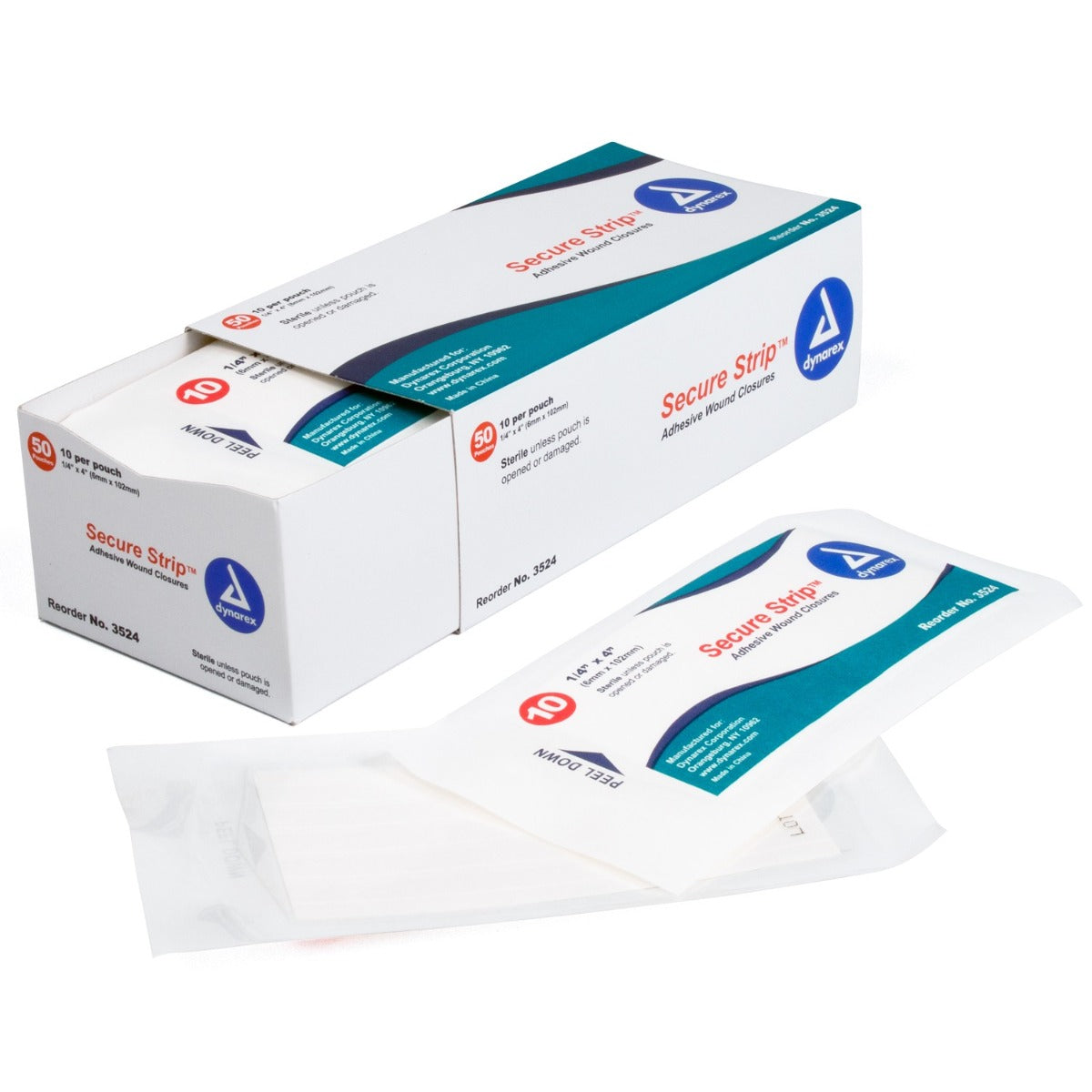 Dynarex 3524 Sterile Wound Closure Strips - 10 Count | Adhesive Wound Care for Cuts & Surgical Incisions | First Aid Essential for Home, Travel & Emergency Kits