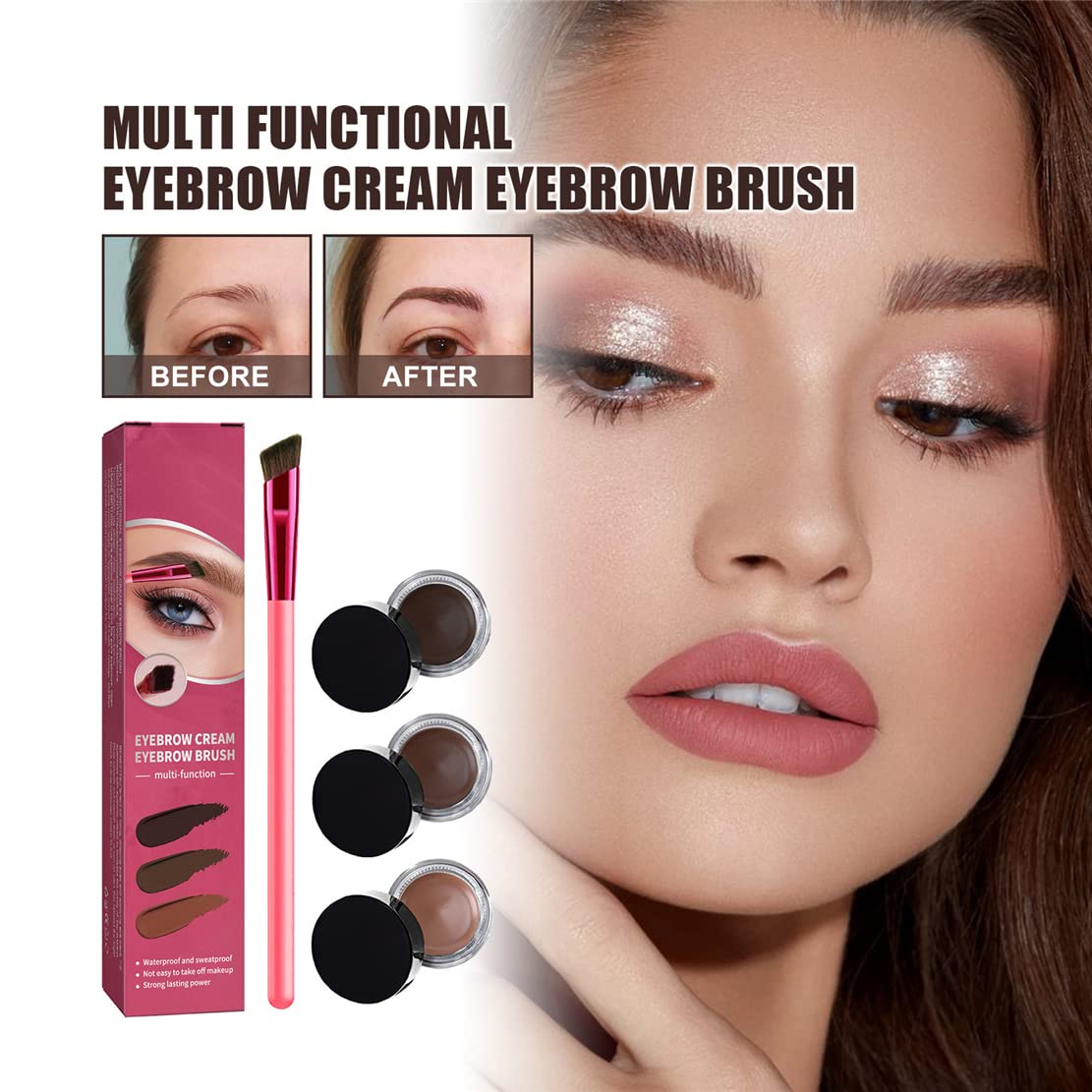 4D Hair Stroke Brow Stamp Brush - Multi-Function Square Eyebrow Brush for Perfect Brows | Eyebrow Concealer & Contour Brush | Angled Brow Makeup Tool (Dark Brown) | Ideal for Everyday Makeup, Salon Use & Travel Beauty Kit