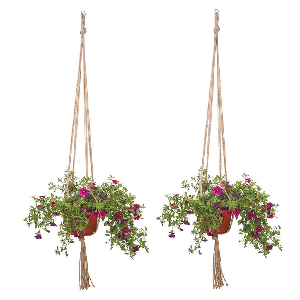 2 Pack Macrame Plant Hangers - 41 Inch Handmade Cotton Rope Hanging Planter Basket for Indoor/Outdoor Decor, Boho Wall Hanging Flower Pot Holder - Perfect for Living Room, Bedroom, Balcony & Garden Decor