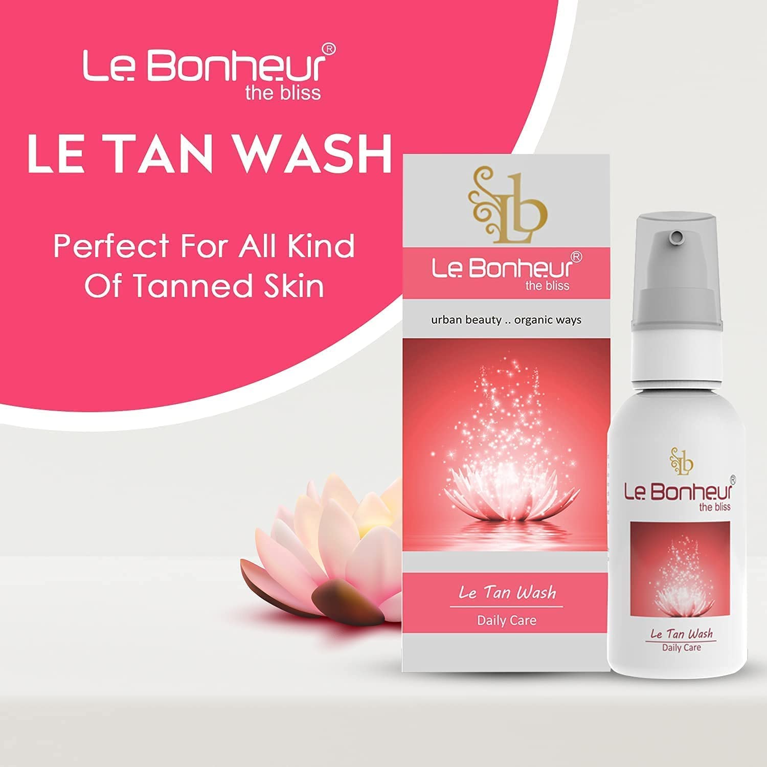 Le Bonheur Tan Wash Face Cleanser - Daily Gentle Exfoliating Face Wash for Tanned Skin, Removes Sun Tan & Pollution, Unisex 50ml - Perfect for Post-Sun Care & Daily Skincare Routine