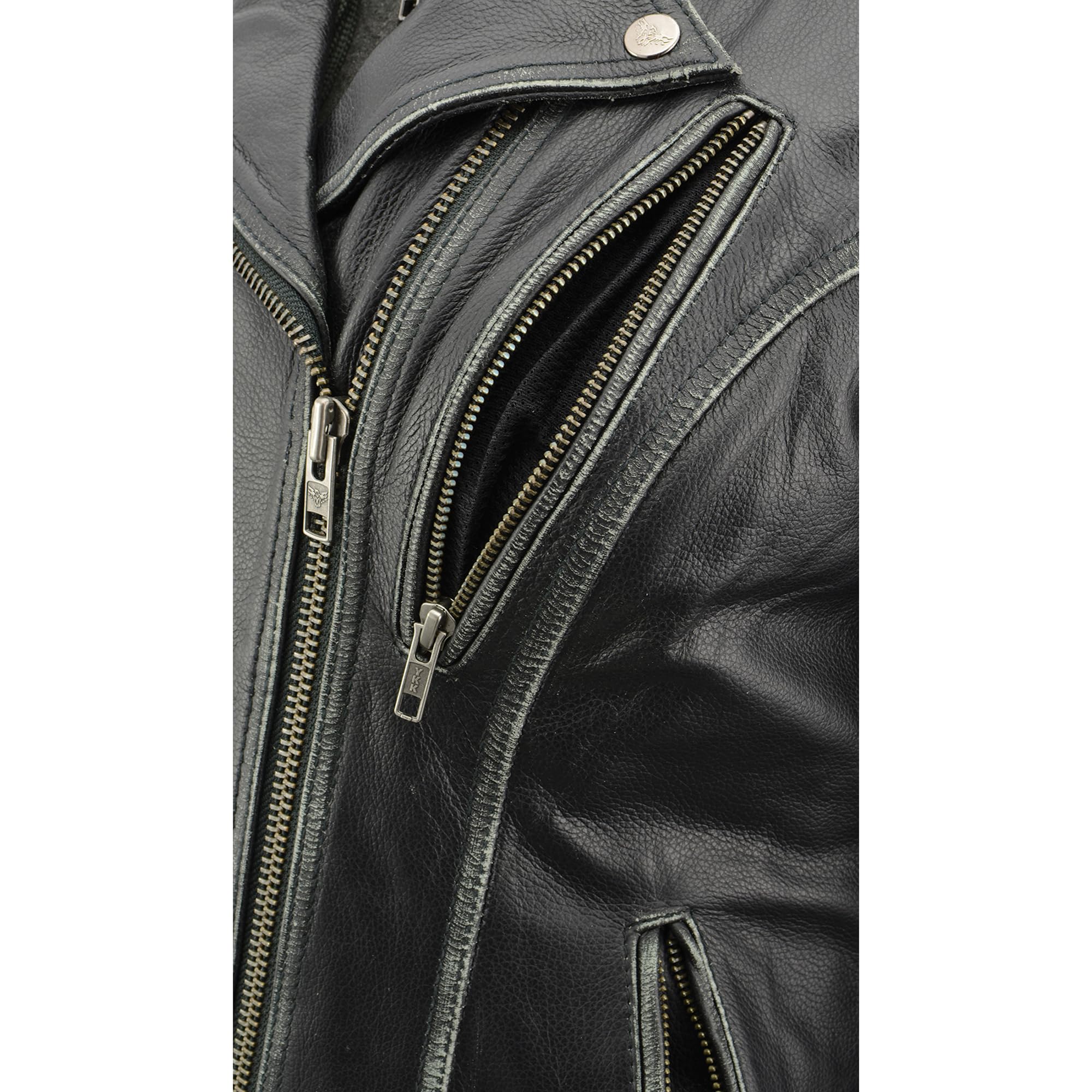 Milwaukee Leather Women's Rub-Off Motorcycle Jacket MLL2516 with Removable Hoodie Liner - Stylish & Protective Riding Gear for Harley Davidson & Cruiser Bikes