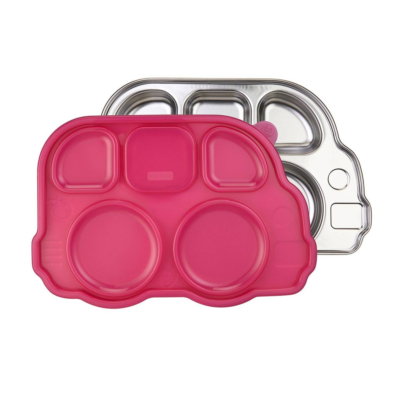 Innobaby Din Din SMART BPA-Free Stainless Steel Divided Plate with Sectional Lid - Perfect for Toddler Meals, Baby Food Storage & Travel Feeding