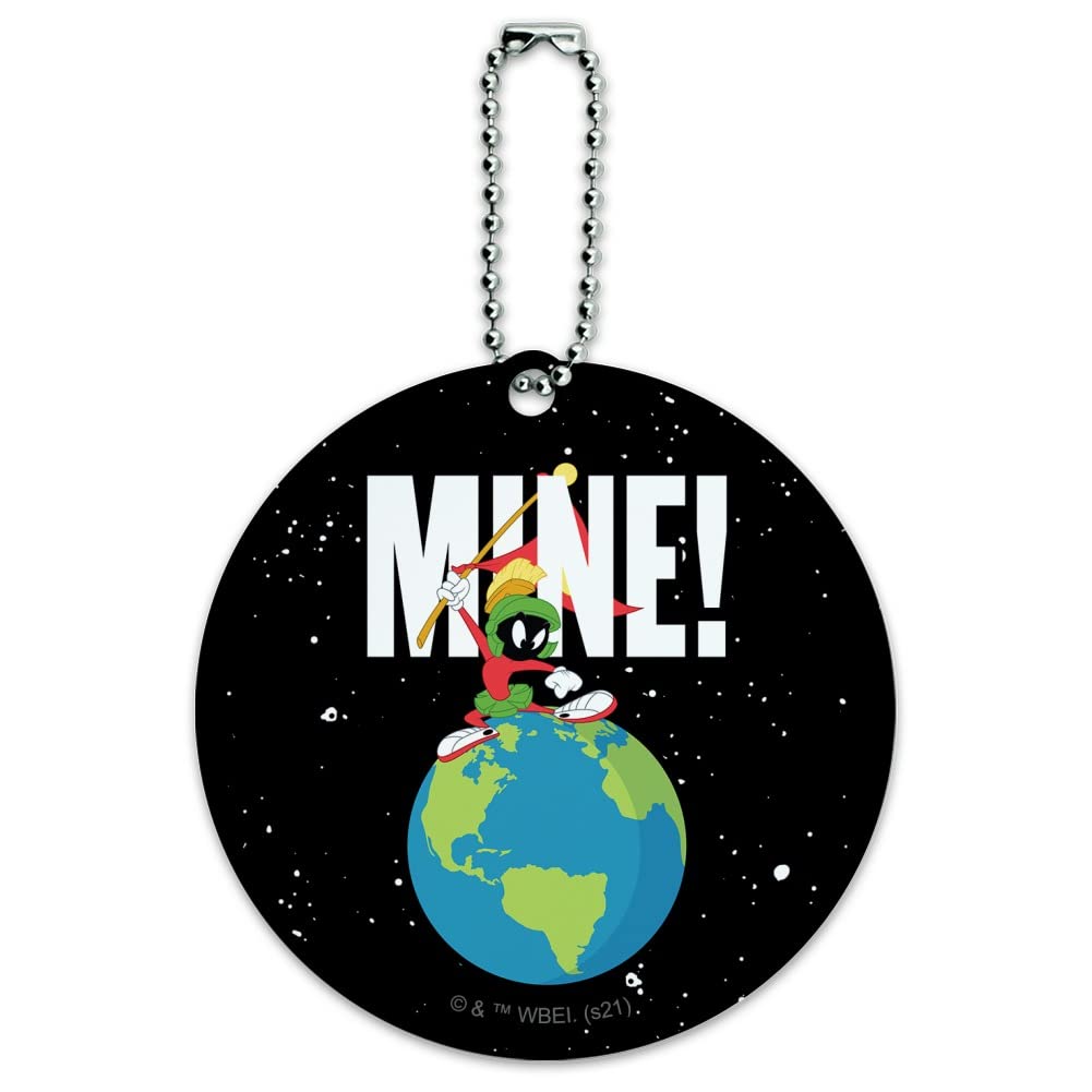 Looney Tunes Marvin The Martian Round Luggage ID Tag - Cute Suitcase Name Tag for Carry-On Bags - Perfect for Travel Identification & Kids' Backpacks