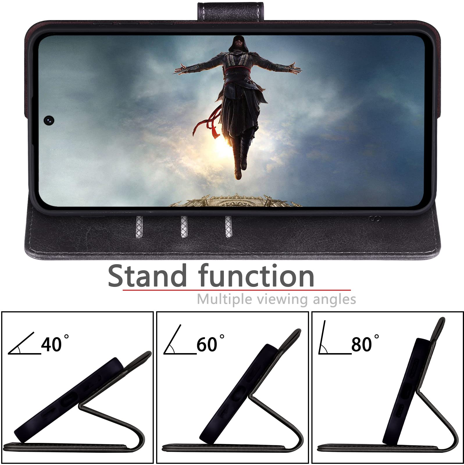 SUANPOT Genuine Leather Wallet Case for Samsung Galaxy A53 5G - RFID Blocking Credit Card Holder, Flip Folio Book Style, Shockproof Protective Cover for Men & Women | Perfect for Work, Travel & Everyday Use (Black)