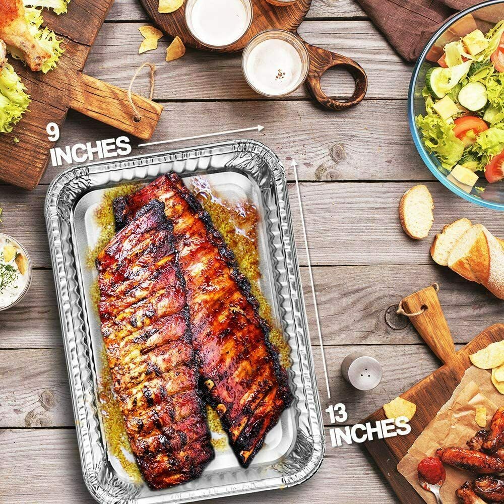 9 x 13 Inch Deep Half Size Disposable Aluminum Pans with Lids - Heavy Duty Baking Pans for Thanksgiving, Christmas & Holiday Cooking - Perfect for Roasting Turkey, Baking Casseroles & Meal Prep - Set of 25