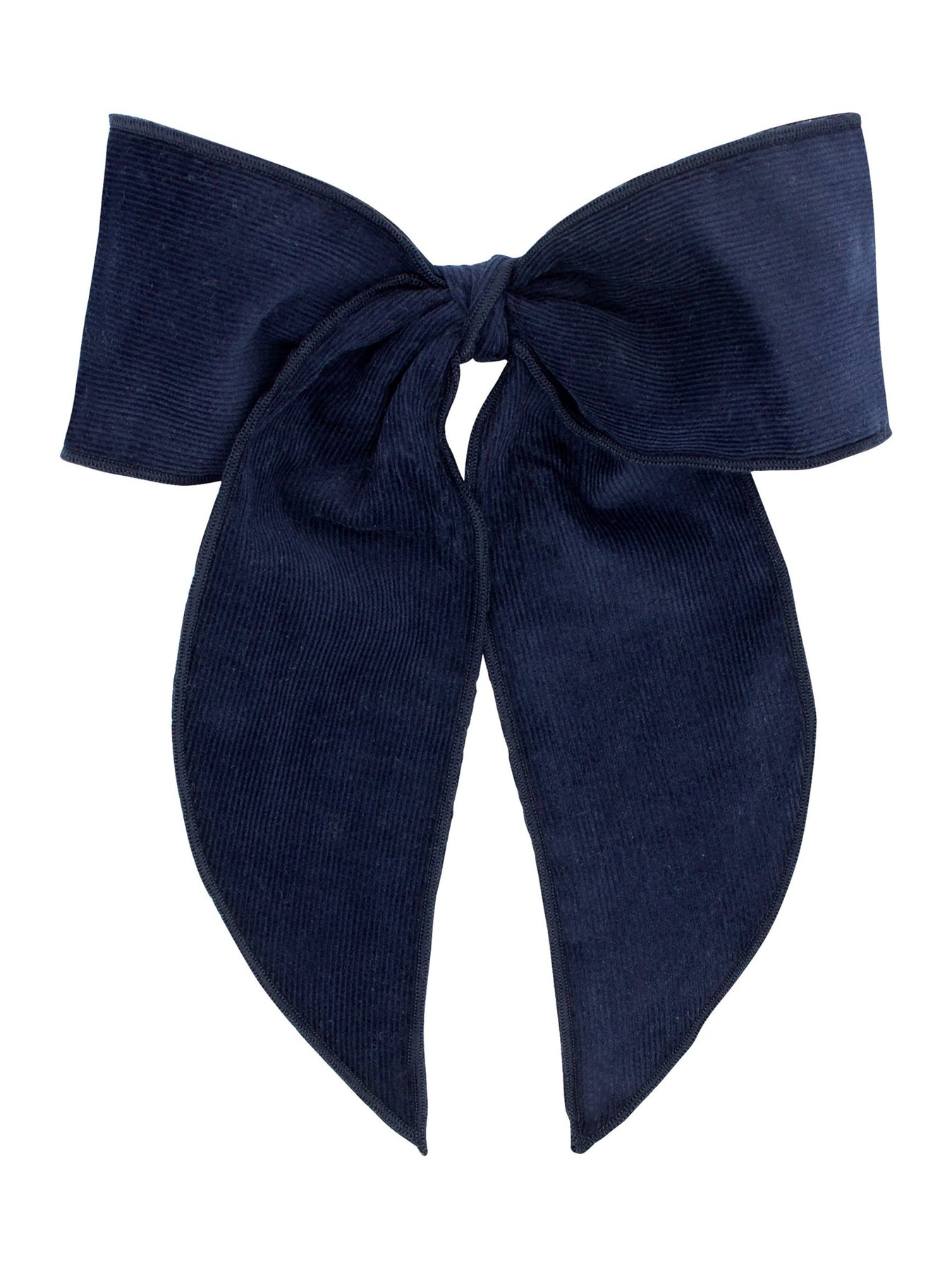 Stylish Navy Corduroy Bowtie with Twisted Wrap & Playful Tails - Perfect for Weddings, Parties & Formal Events